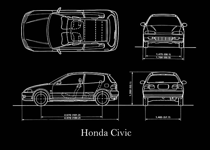Honda Civic 1992 Blueprint