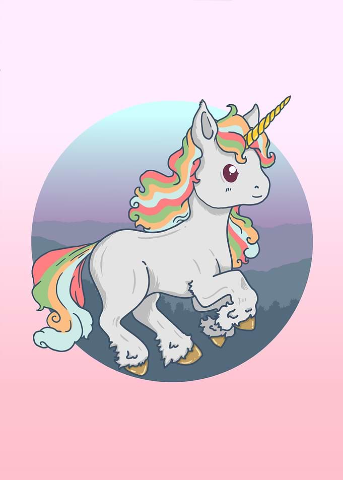 Cute Baby Unicorn Horse