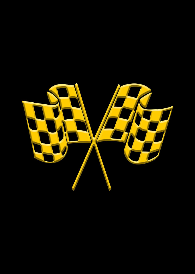 Auto Racing Flags On Black