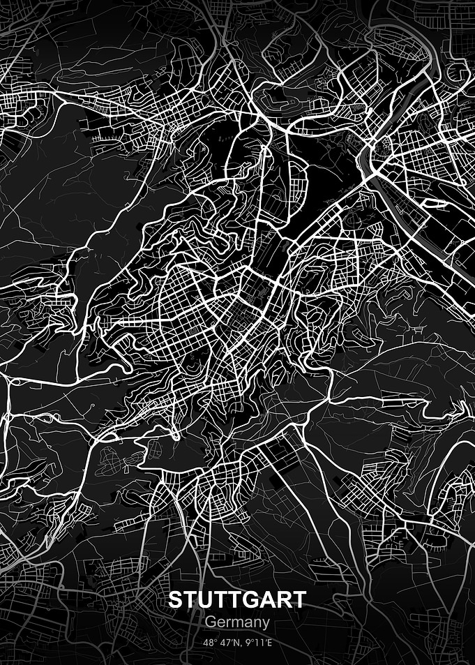 stuttgart city map black