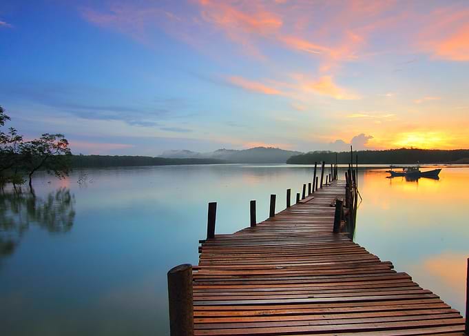 Landscape orange sky