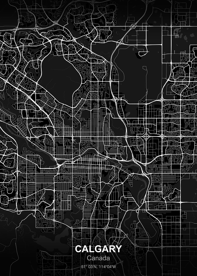 Calgary city map black
