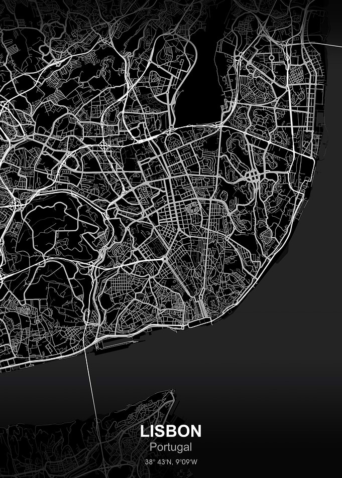 LISBON city map black