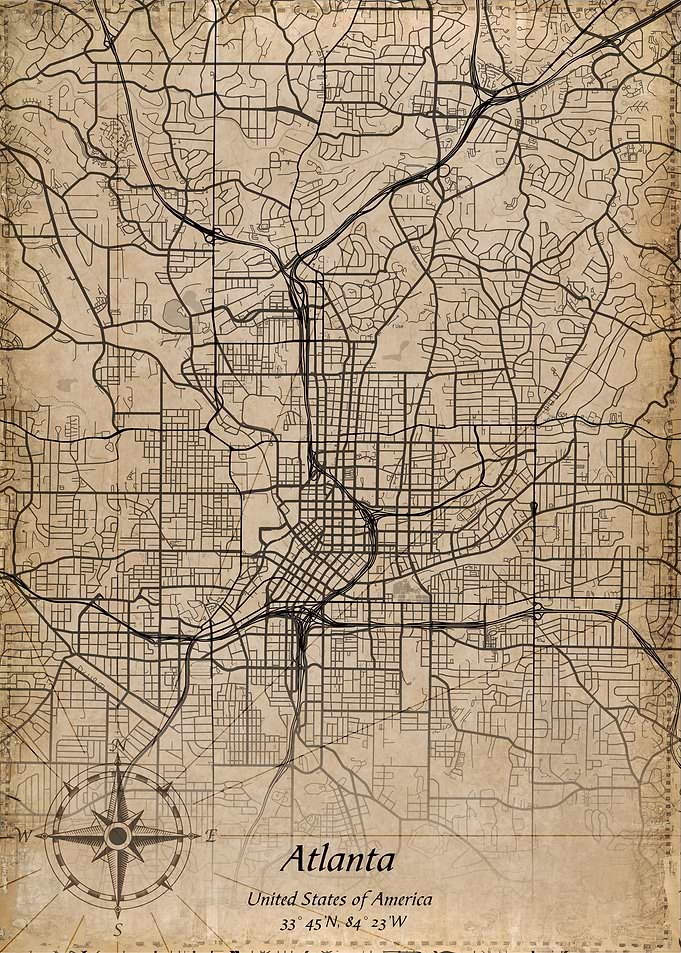 atlanta vintage city map