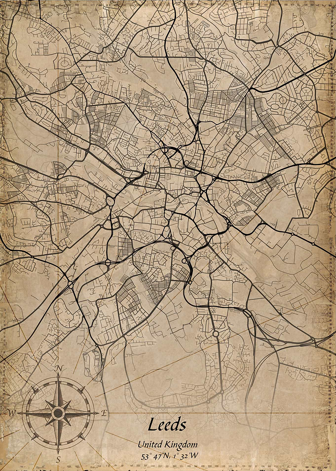 leeds vintage city map
