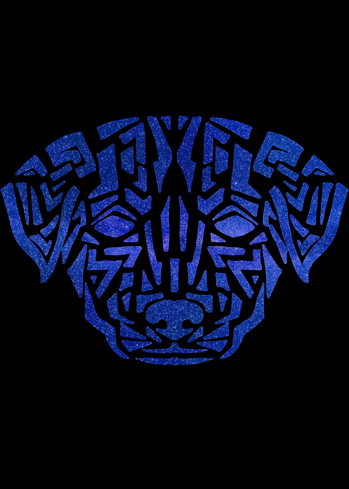Blue Cosmic Tribal Dog