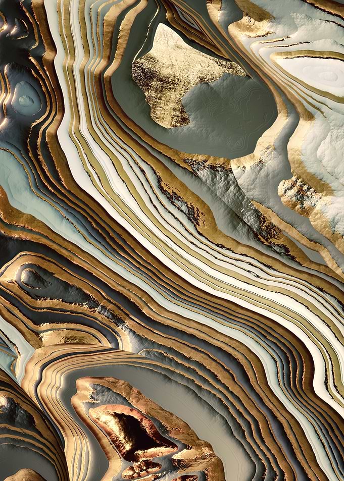 White Gold Agate Abstract