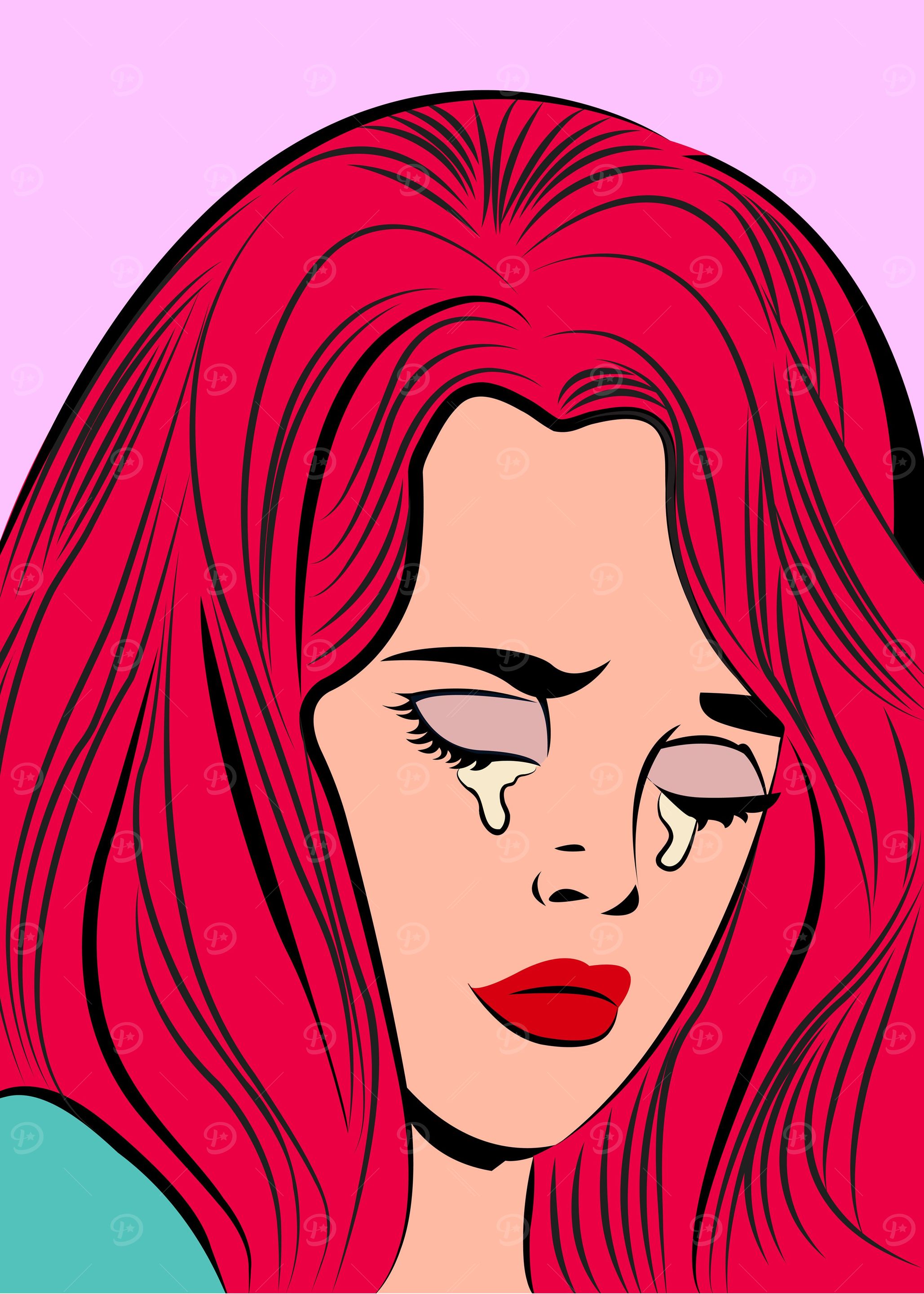 Redhead woman in tears