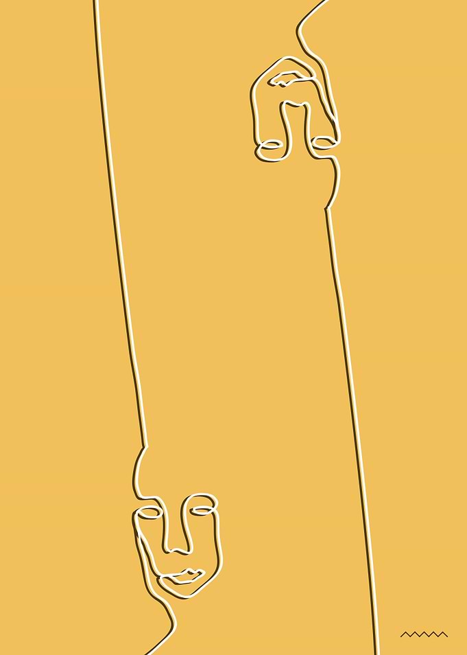 one line faces yellow