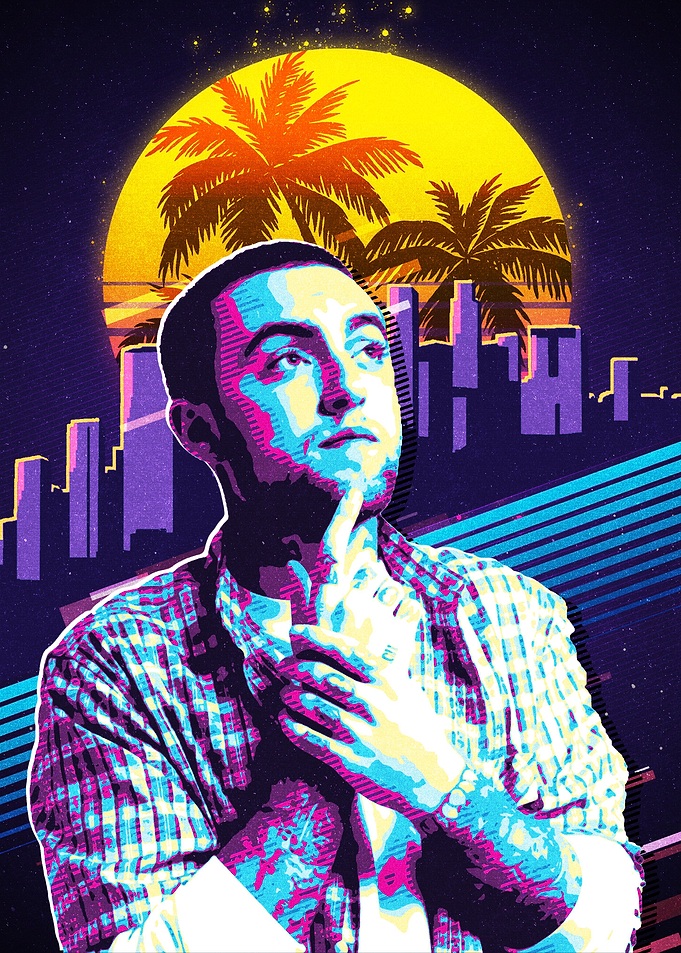 Mac Miller retro 80s style