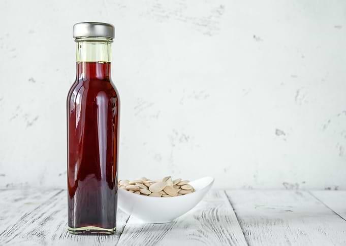 Bottle of pumpkin oil
