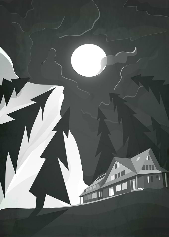 Full moon over mountains