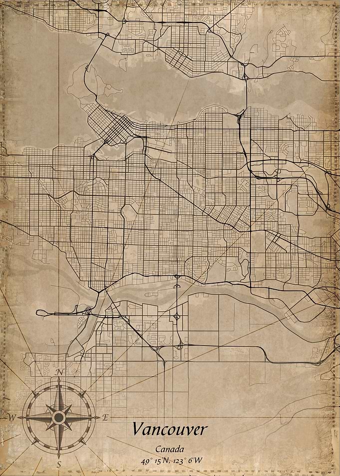 vancouver vintage city map