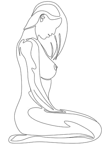 Nude Woman Line Art