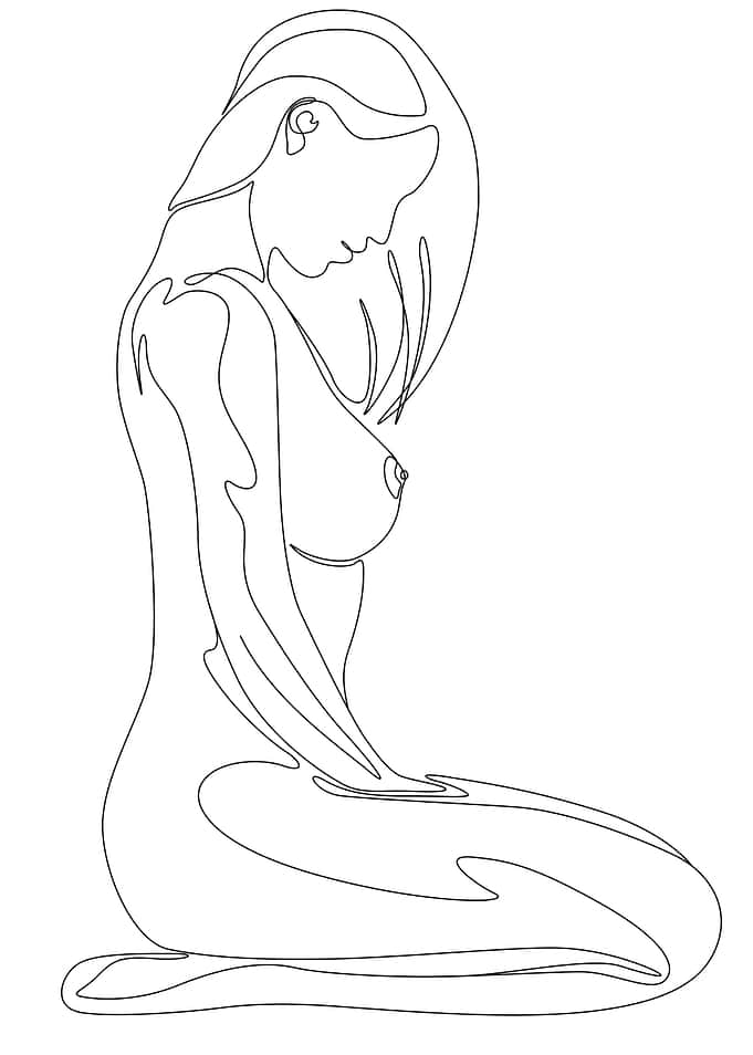 Nude Woman Line Art