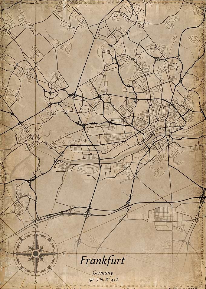 frankfurt vintage city map