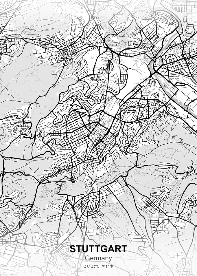 stuttgart city map white