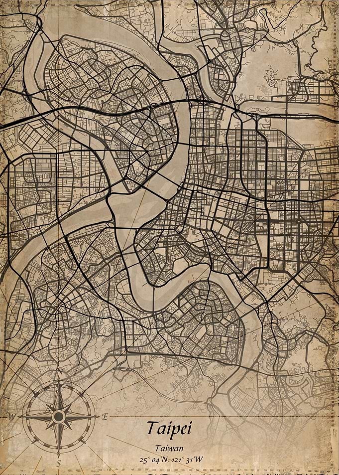 taipei vintage city map