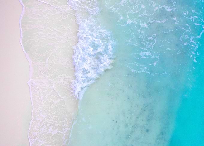Pink Blue Beach Below