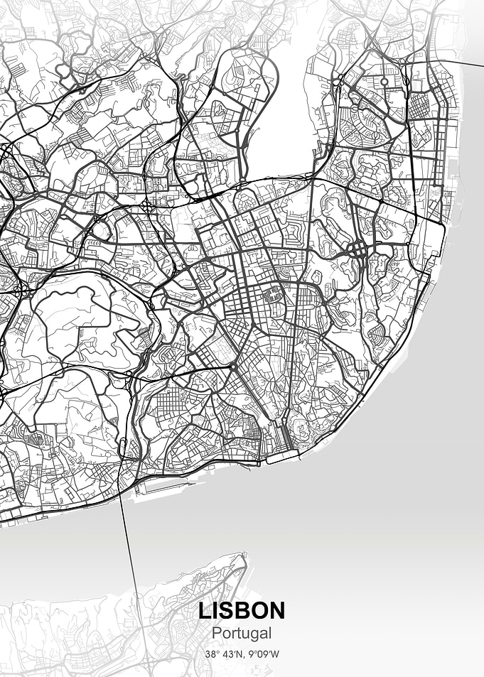lisbon city map white