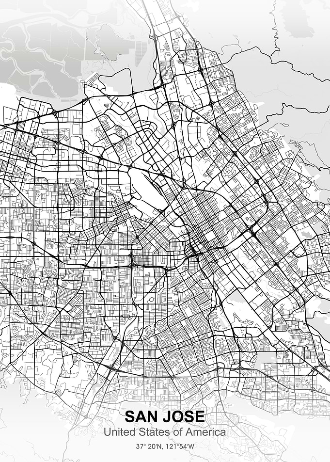 SAN JOSE city map white