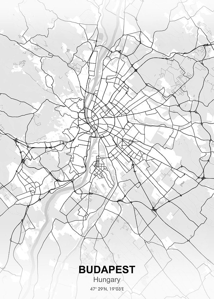 budapest city map white