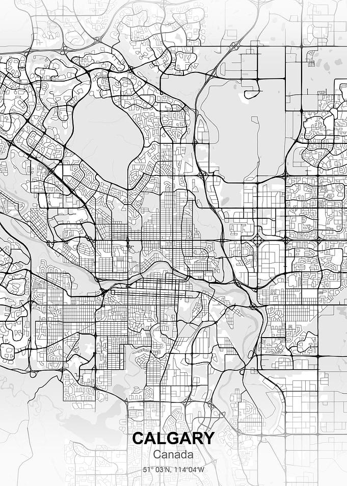 Calgary city map white