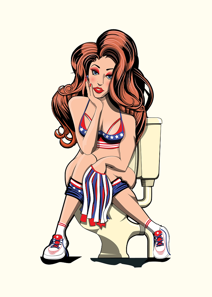 Cheerleader on the toilet