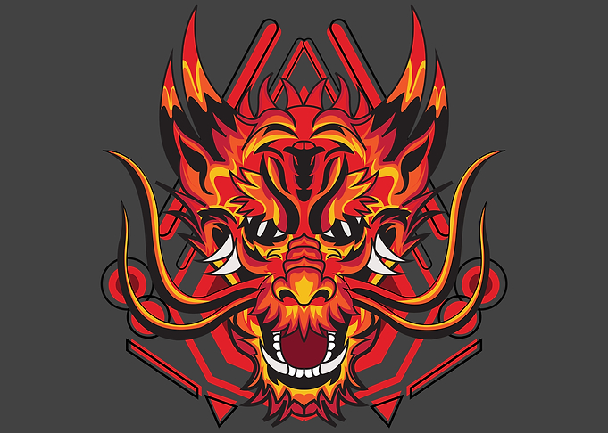 Red dragon white fangs