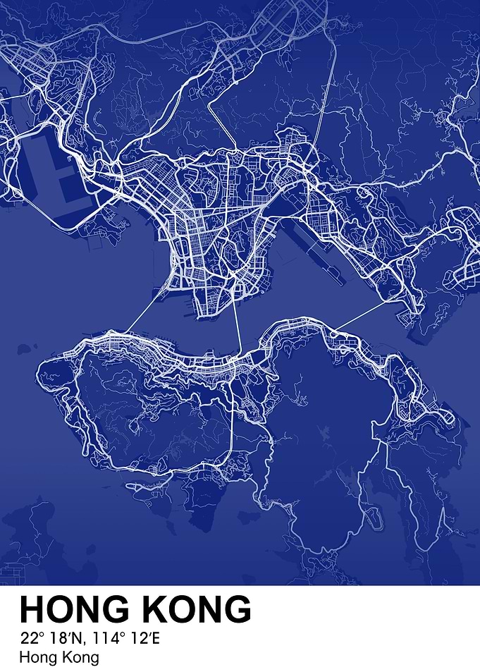 hong kong color city map