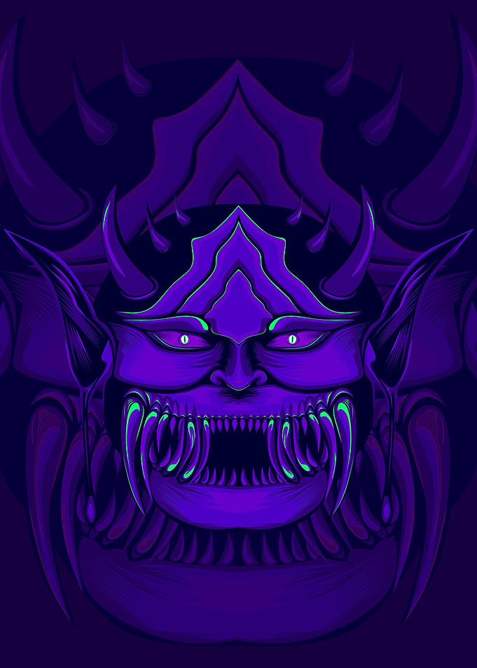 blue oni mask japanese sty