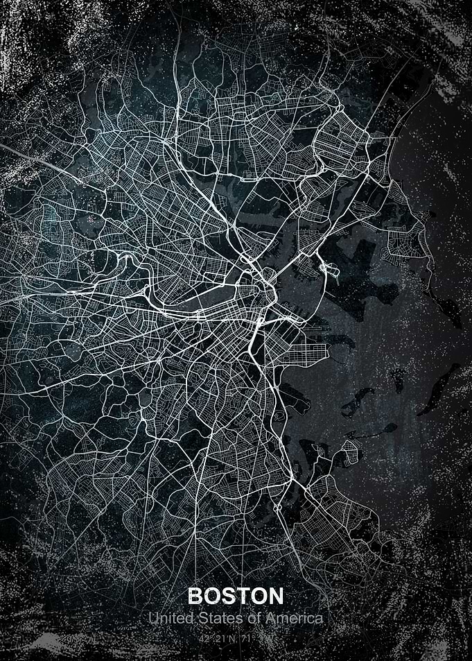 boston chalkboard map