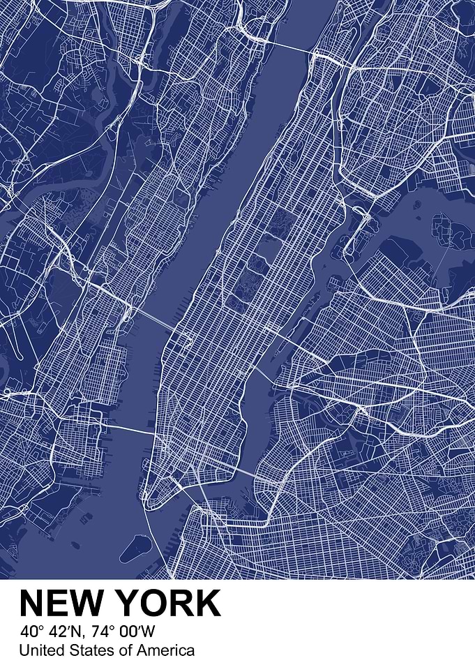new york color city map