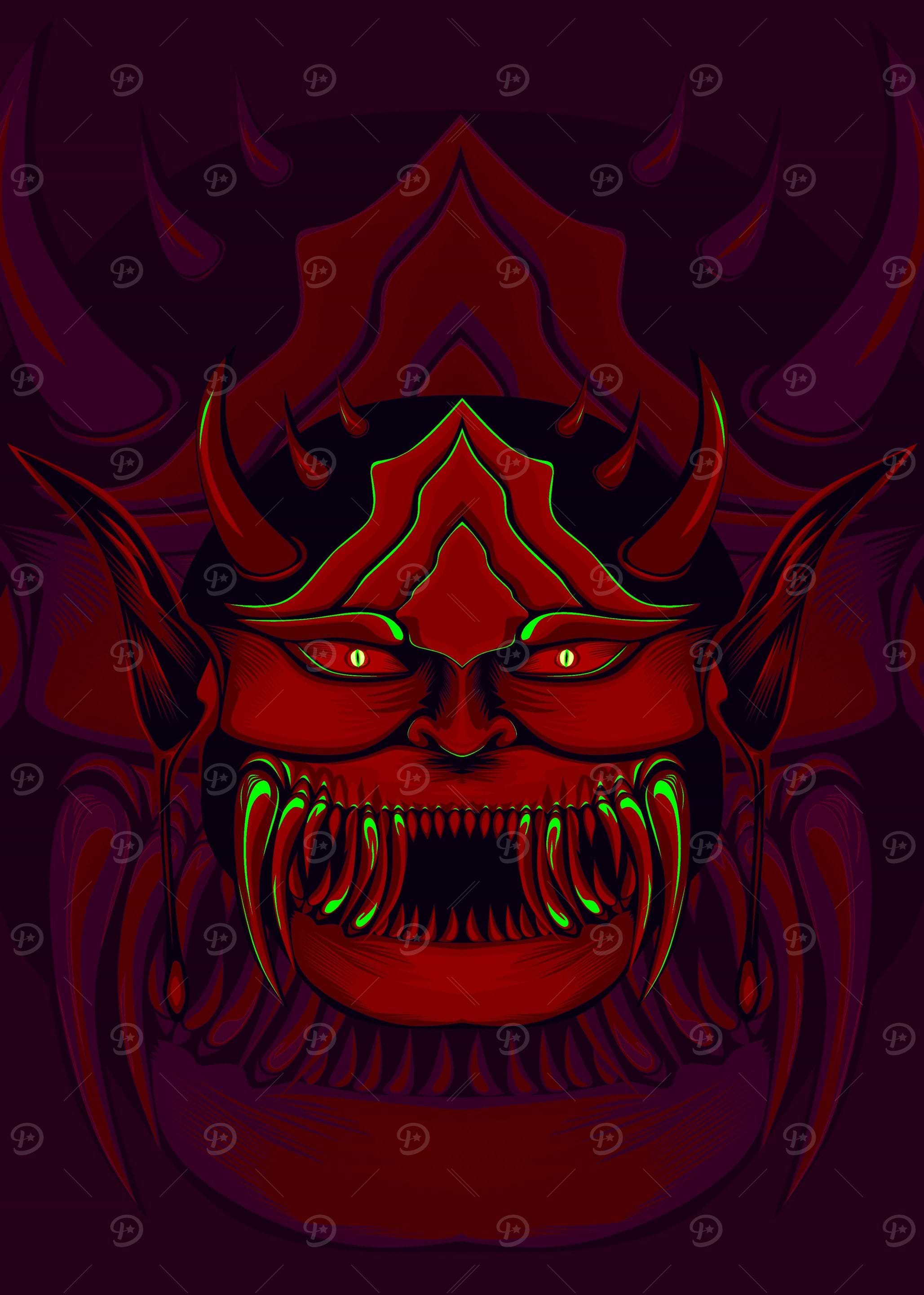 red oni mask japanese horr