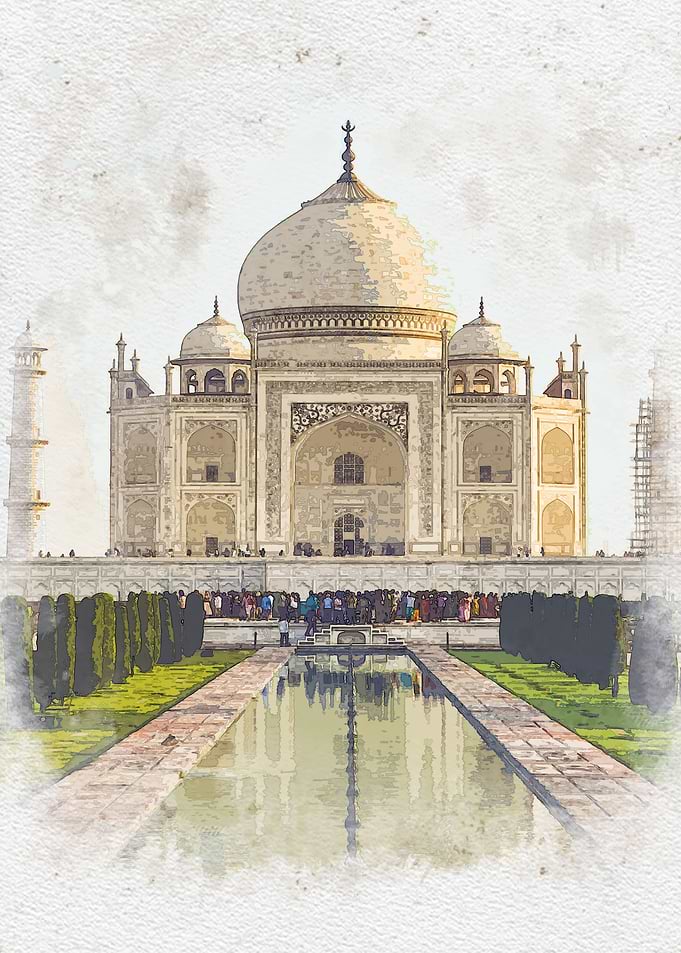 Taj Mahal in Watercolor