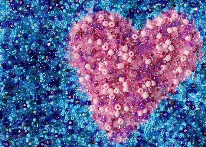 Beaded heart background