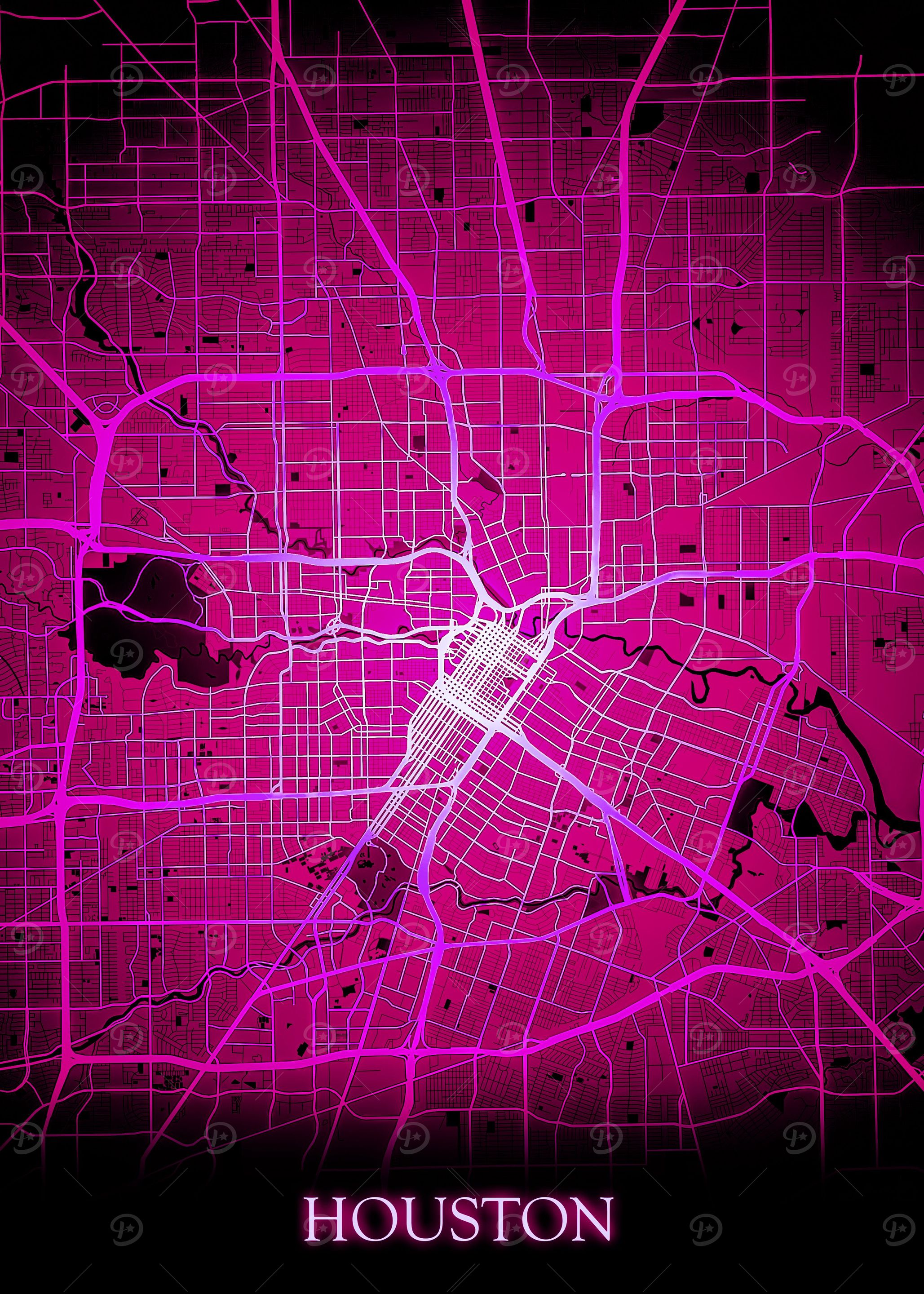 Houston Texas Magenta Map