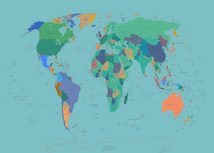 world map political green