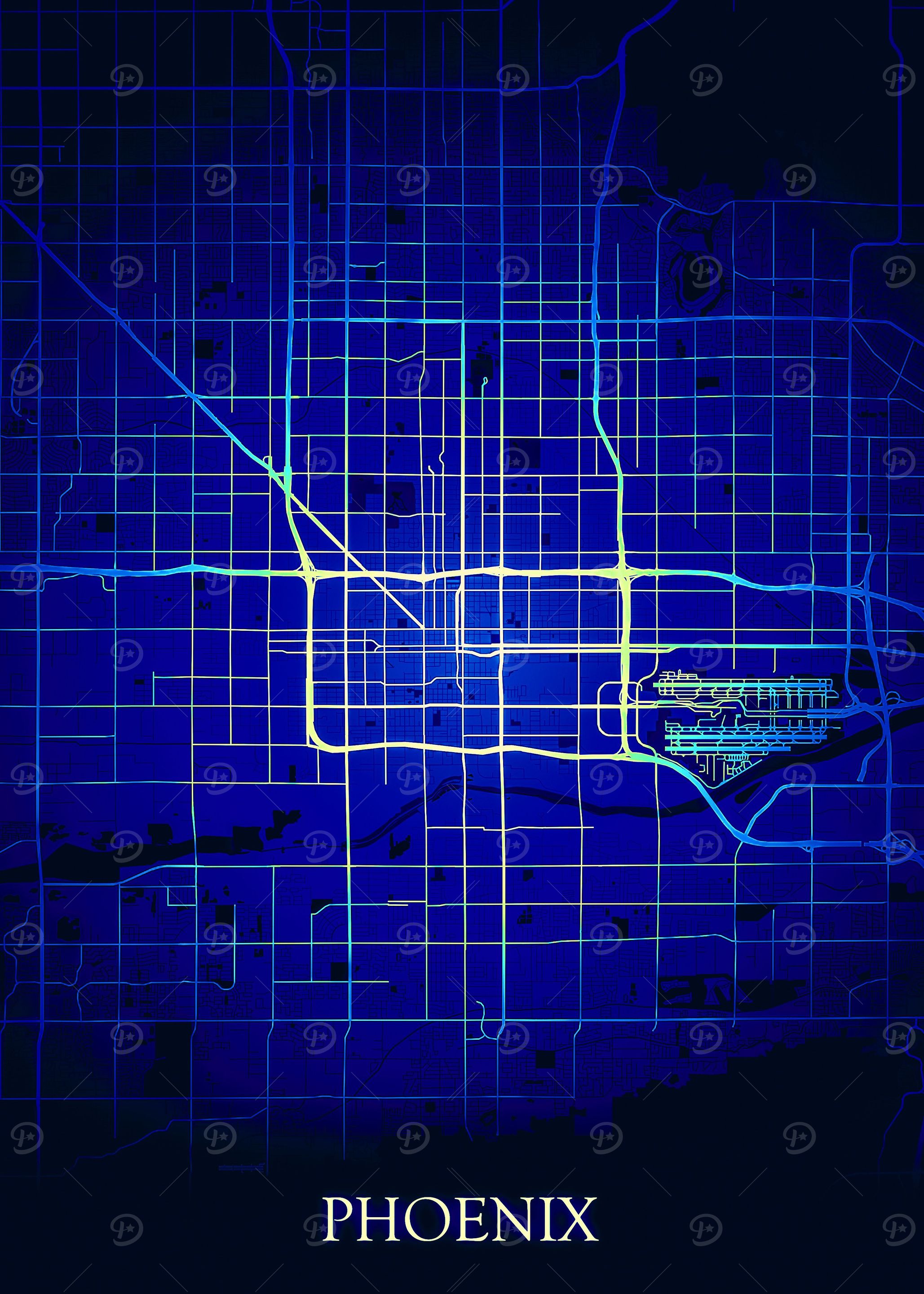 Phoenix Classic Blue Map