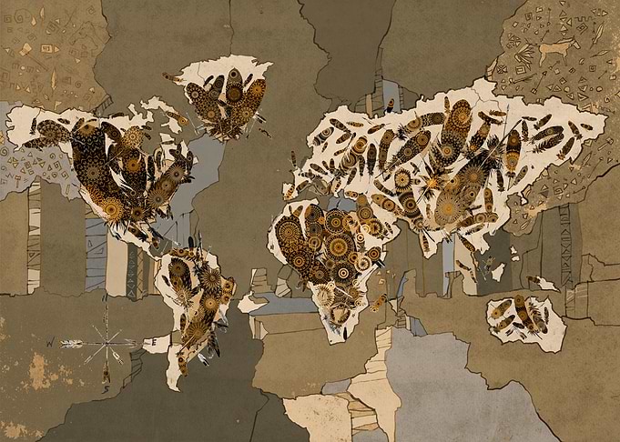 world map native art