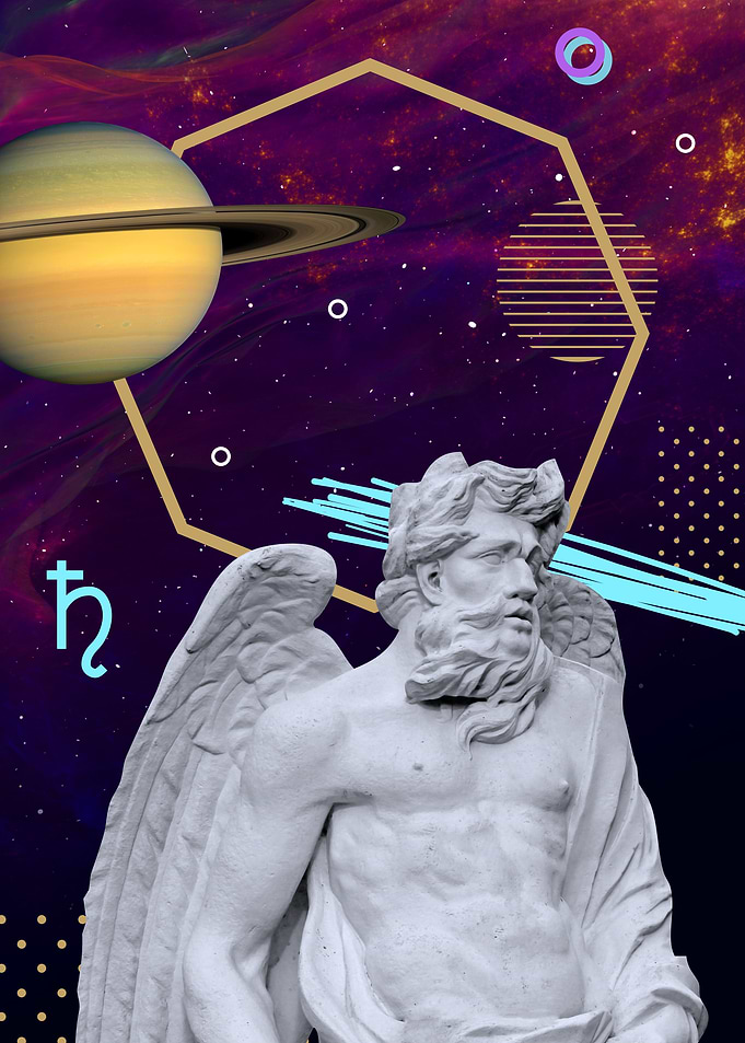 Saturn neon space art