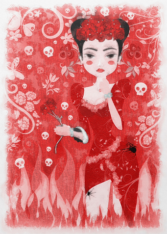 Mexican woman in red
