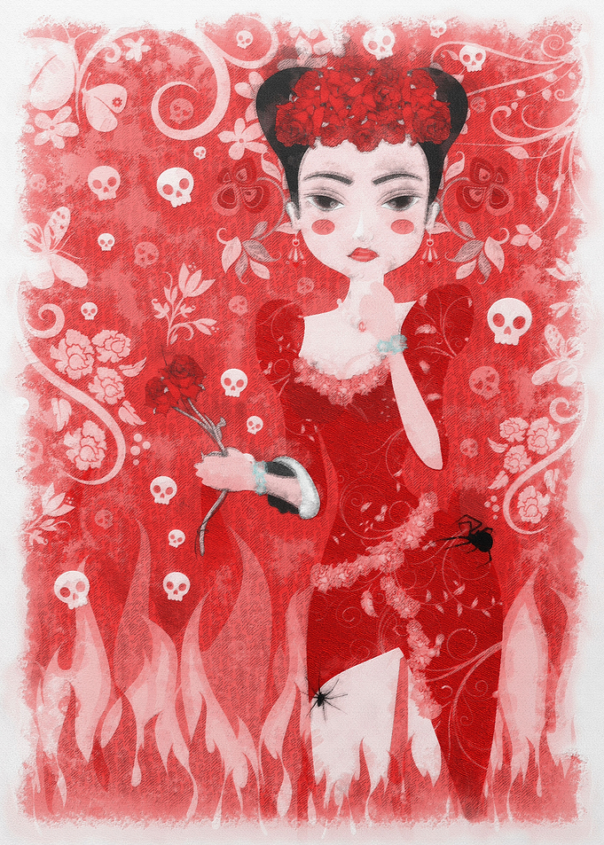 Mexican woman in red