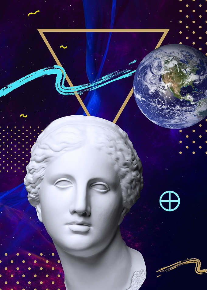 Earth neon space art