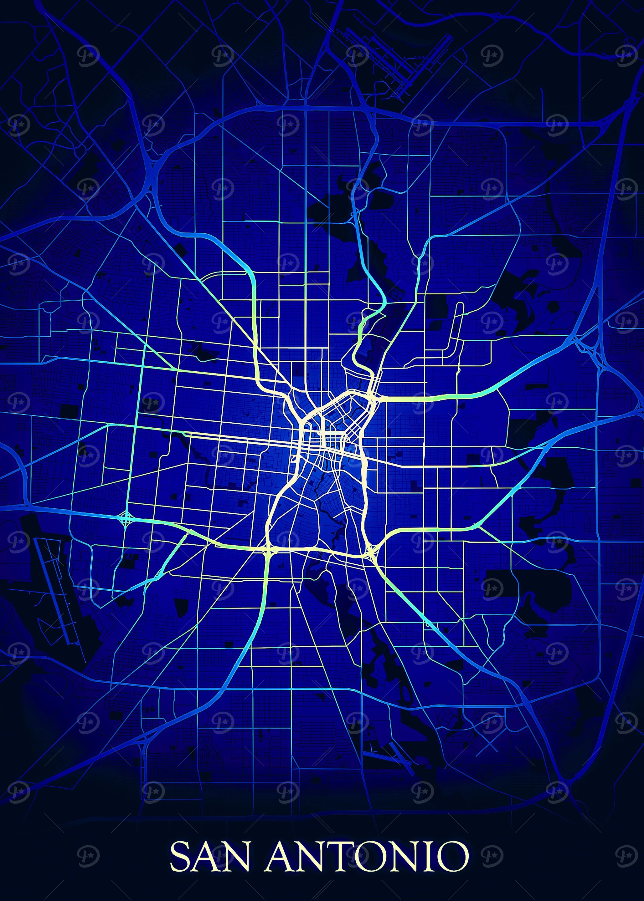 San Antonio Blue Map