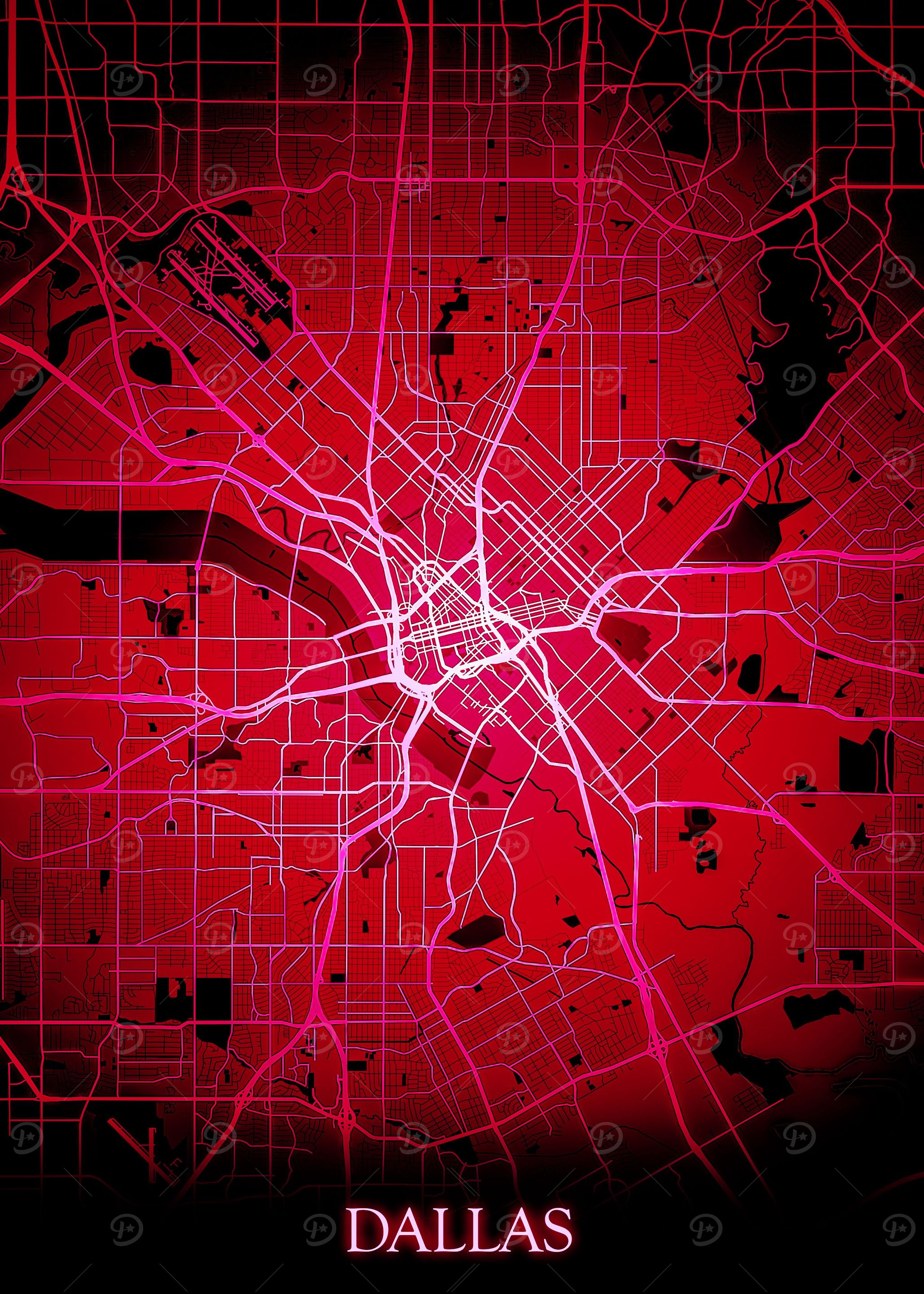 Dallas Texas red map