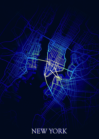 New York Classic Blue Map