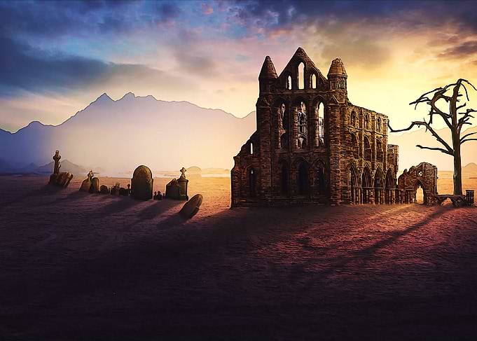 Church ruin and cemetery