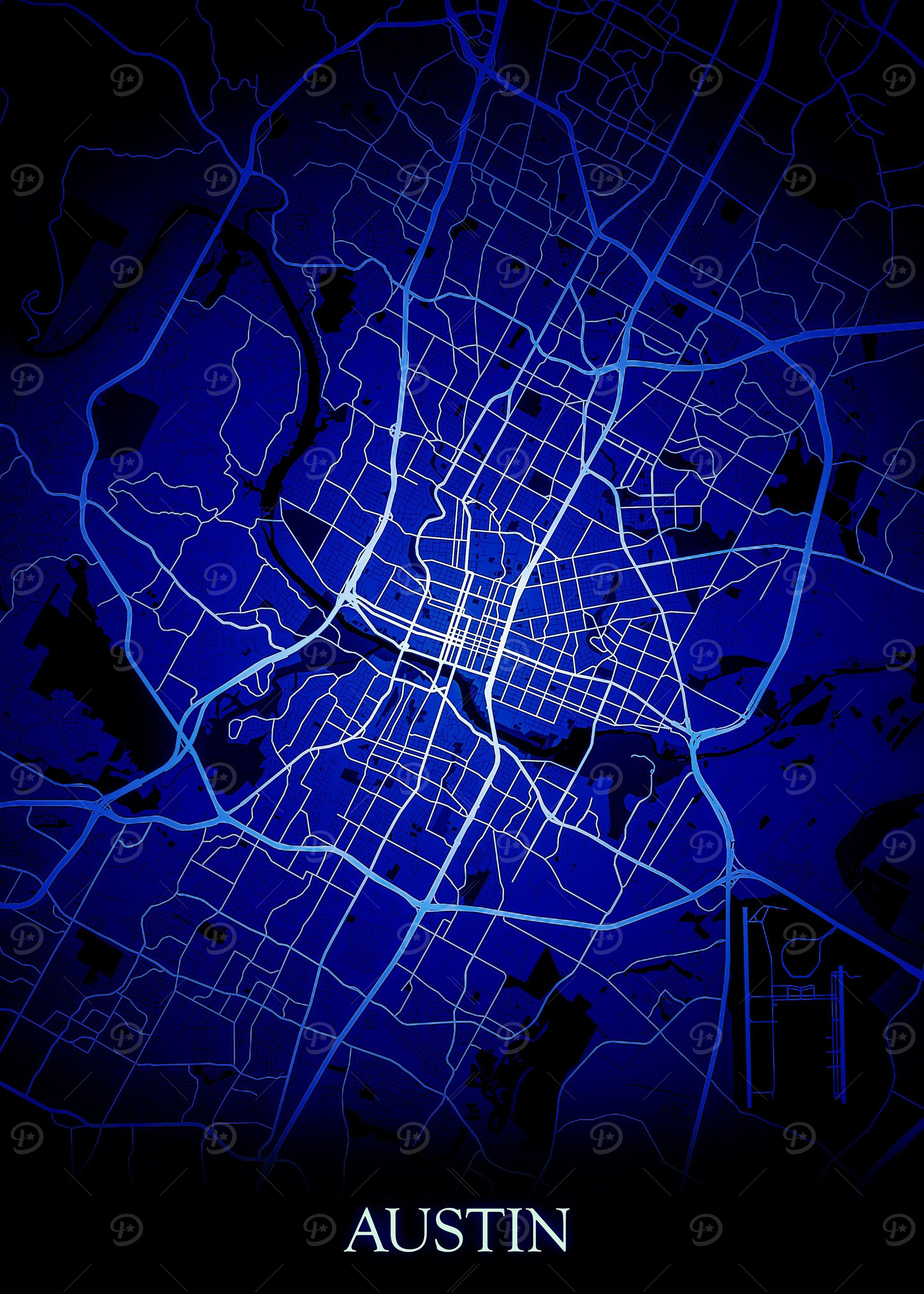 Austin Blue Map