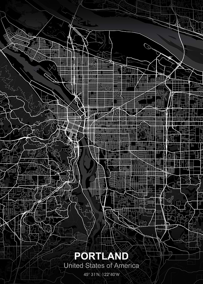portland city map black